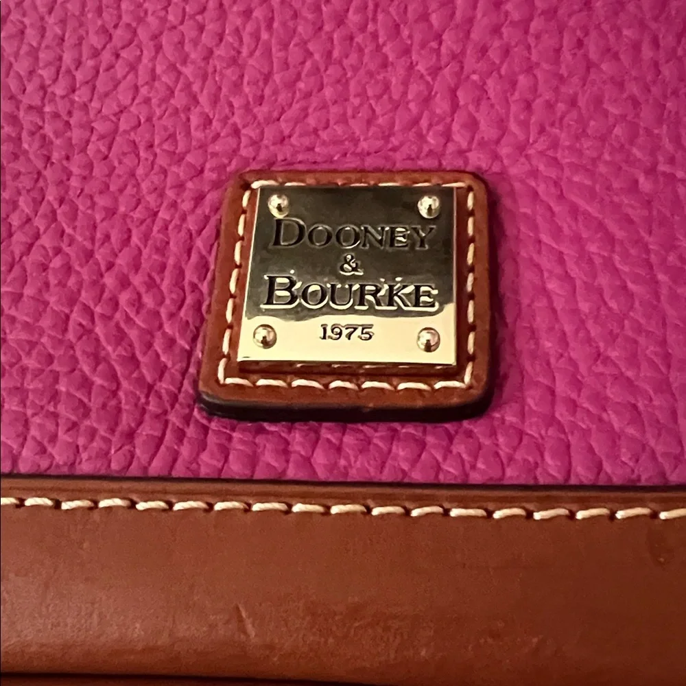 Dooney & Bourke Fuchsia and Brown Satchel - Picture 2 of 9